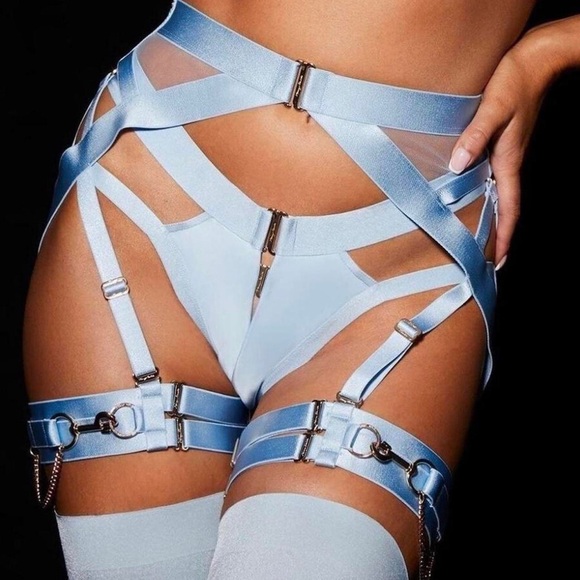 Honey Birdette Other - 🖤RARE & SET🖤 Honey Bridgette Kukuro Bottoms + Garter Belt - Baby Blue M